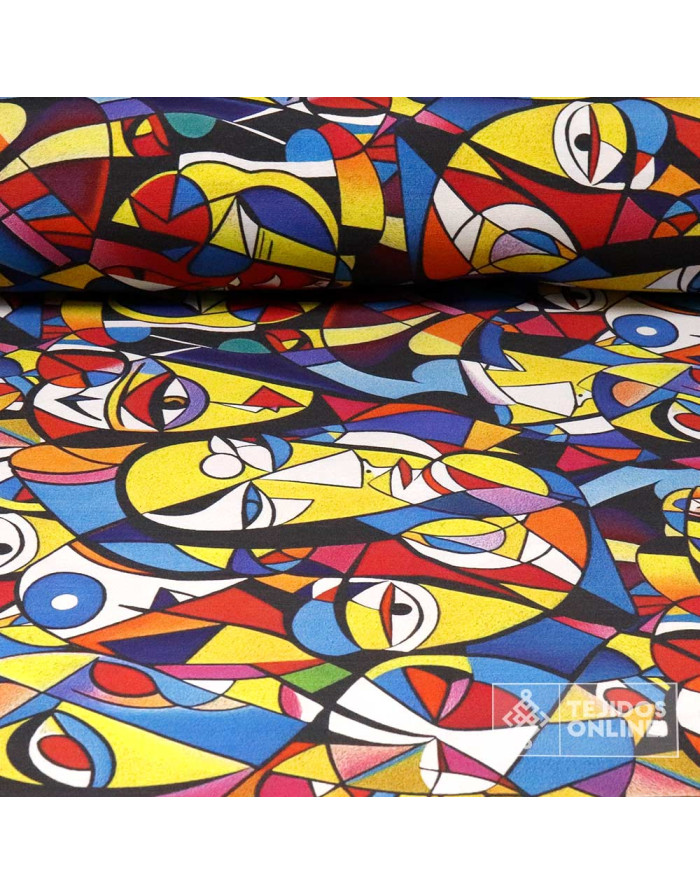 Loneta Picasso Arte Multicolor - Tela Para Cortinas y Manualidades - Imagen 1
