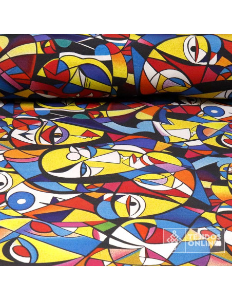 Loneta Picasso Arte Multicolor - Tela Para Cortinas y Manualidades - Imagen 1