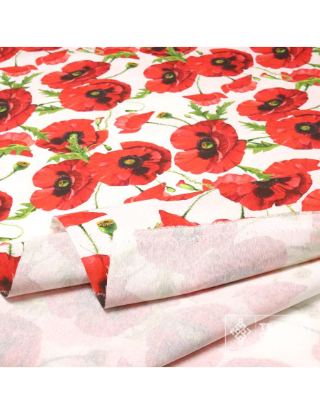 Tela de Amapolas Estampada | Loneta Suave para Decoración y DIY - Imagen 3
