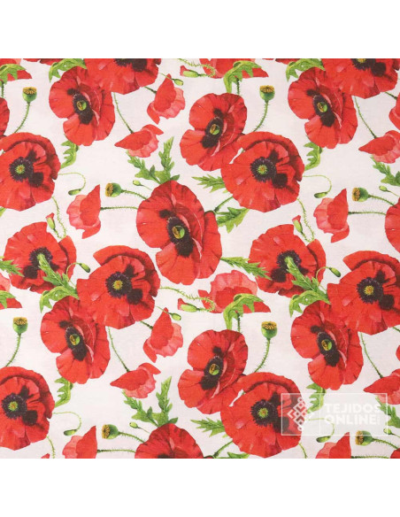 Tela de Amapolas Estampada | Loneta Suave para Decoración y DIY - Imagen 4