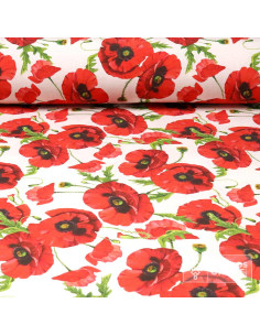 Tela de Amapolas Estampada | Loneta Suave para Decoración y DIY - Imagen 1