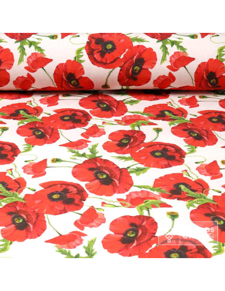 Tela de Amapolas Estampada | Loneta Suave para Decoración y DIY - Imagen 1