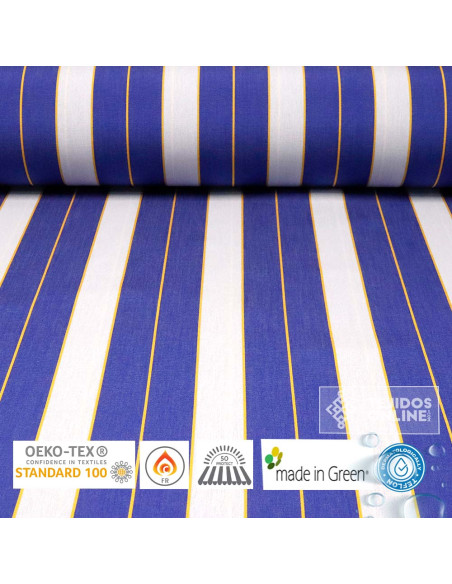 Toldo Rayas Azul para Exterior Andalucía- Telas para Terrazas - Imagen 1