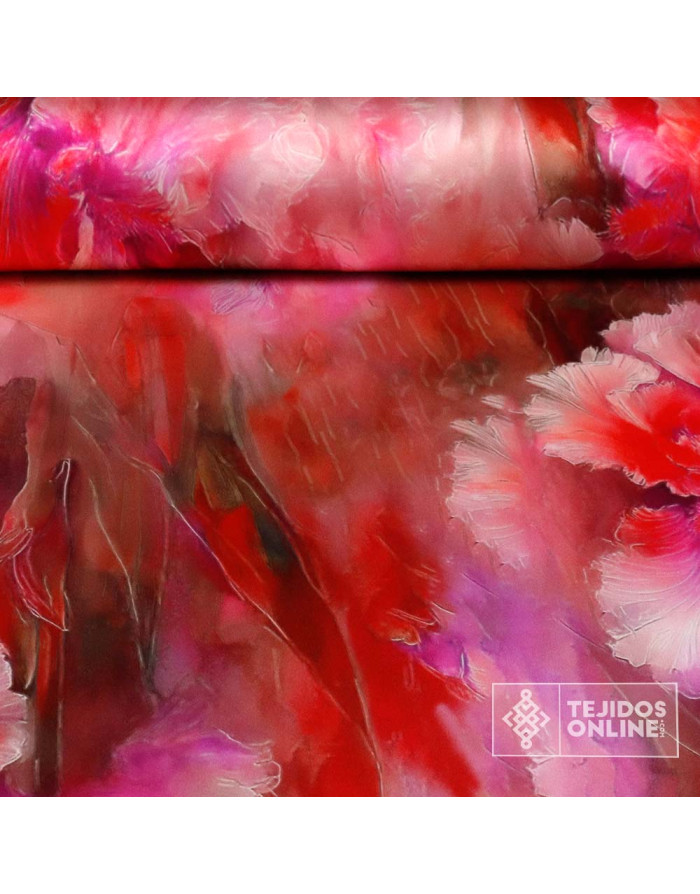 Tela Difuminado Fucsia con Flor - Tienda Telas - Imagen 2