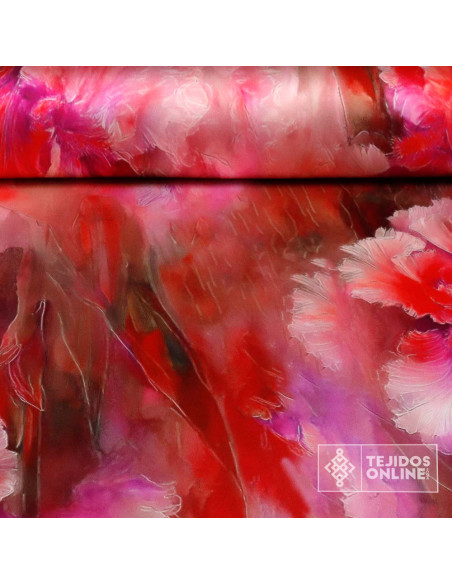Tela Difuminado Fucsia con Flor - Tienda Telas - Imagen 2