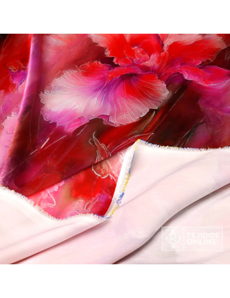 Tela Difuminado Fucsia con Flor - Tienda Telas - Imagen 3