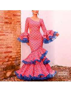 Tela Coral Lunar Azafata | Lunares para Flamenca - Imagen 2