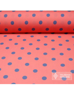 Tela Coral Lunar Azafata | Lunares para Flamenca - Imagen 1