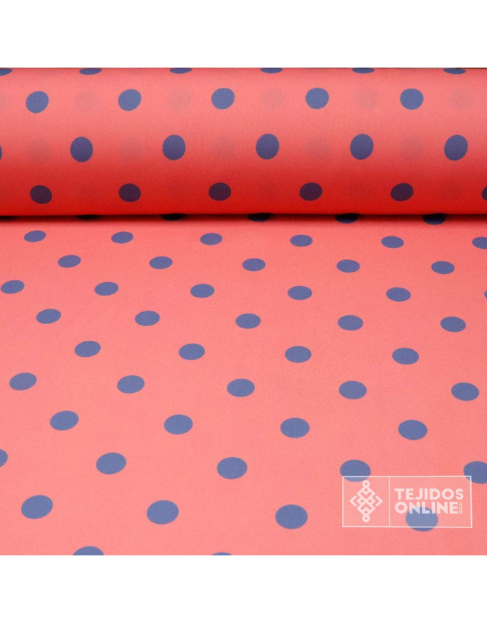 Tela Coral Lunar Azafata | Lunares para Flamenca - Imagen 1