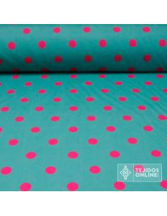 Tela Esmeralda Lunar Fucsia | Lunares para Flamenca - Imagen 1