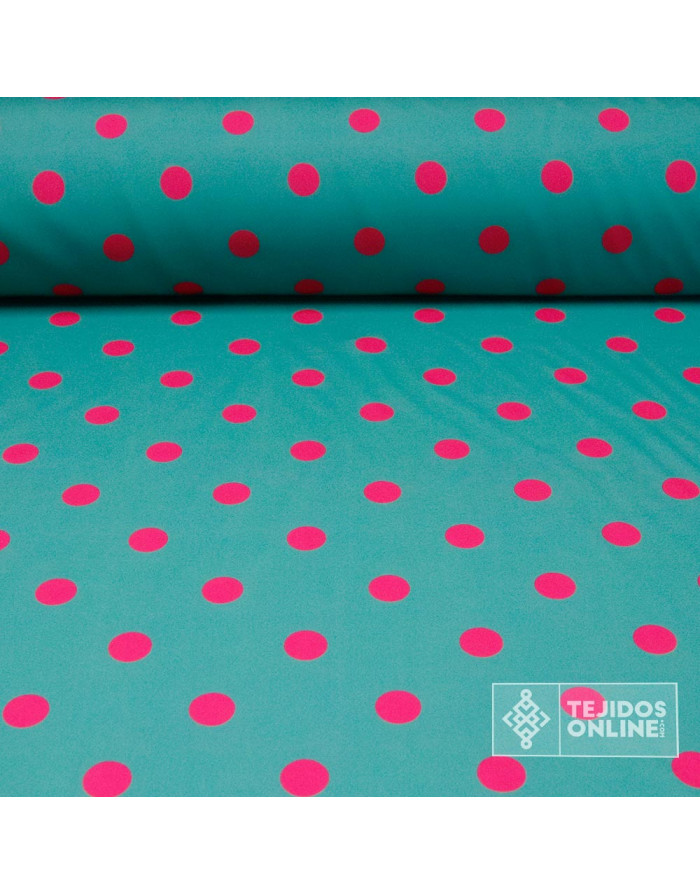 Tela Esmeralda Lunar Fucsia | Lunares para Flamenca - Imagen 1