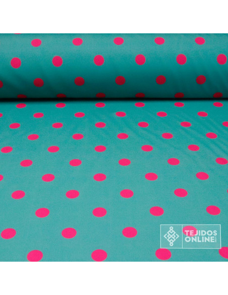 Tela Esmeralda Lunar Fucsia | Lunares para Flamenca - Imagen 1