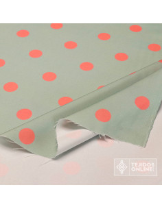 Tela Verde Hade Lunar Coral | Lunares para Flamenca - Imagen 2