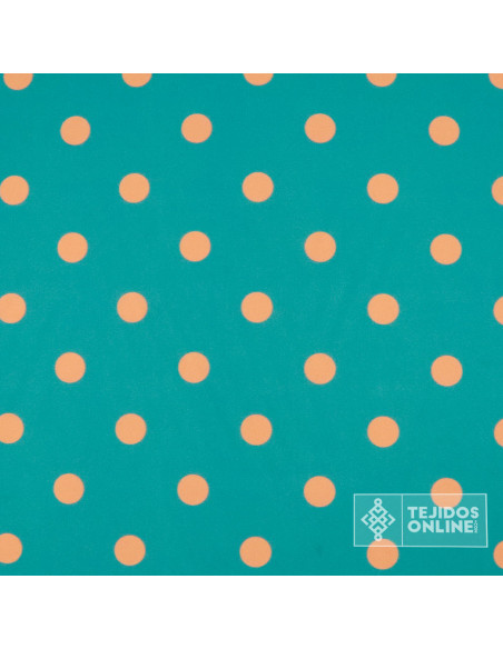 Tela Esmeralda Lunar Mandarina | Lunares para Flamenca - Imagen 3