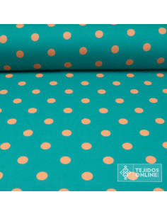 Tela Esmeralda Lunar Mandarina | Lunares para Flamenca - Imagen 1