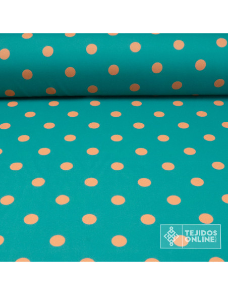 Tela Esmeralda Lunar Mandarina | Lunares para Flamenca - Imagen 1