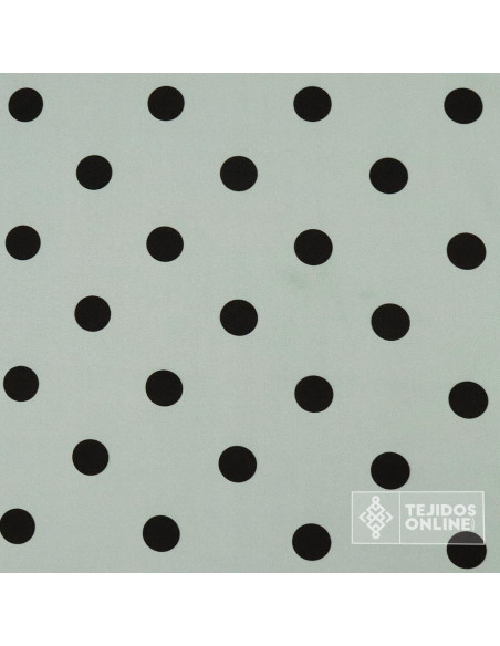 Tela Verde Empolvado Lunar Negro | Lunares para Flamenca - Imagen 2