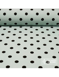 Tela Verde Empolvado Lunar Negro | Lunares para Flamenca - Imagen 1