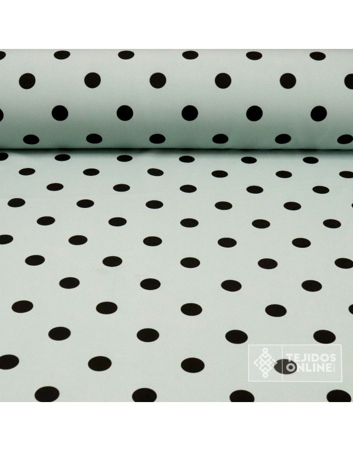 Tela Verde Empolvado Lunar Negro | Lunares para Flamenca - Imagen 1