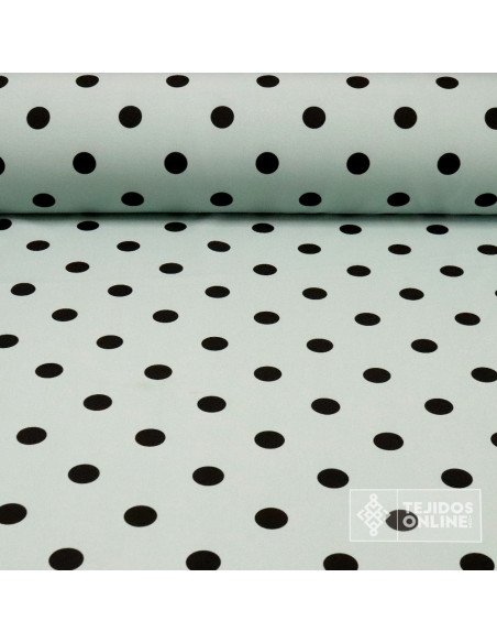 Tela Verde Empolvado Lunar Negro | Lunares para Flamenca - Imagen 1