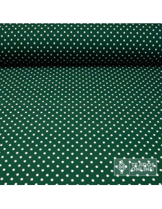 Tela Verde Botella con Lunares Blanco Lenteja | Telas de Lunares - Imagen 1