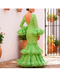 Tela Lima Lunar Verde Oliva | Lunares para Flamenca - Imagen 2