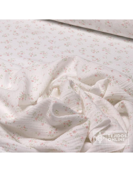 Bambula Estampada Ramitos Algodón - Tejidos de  Muselina - Imagen 2