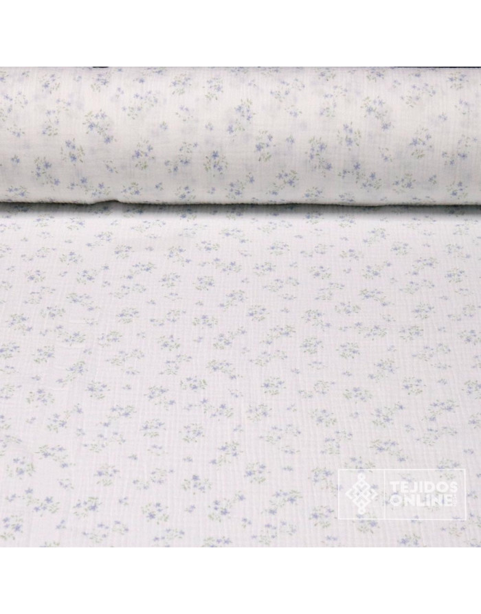 Bambula Estampada Ramitos Algodón - Tejidos de  Muselina - Imagen 1