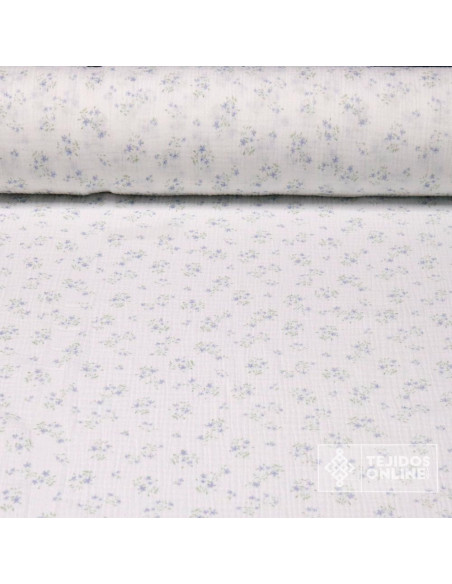 Bambula Estampada Ramitos Algodón - Tejidos de  Muselina - Imagen 1