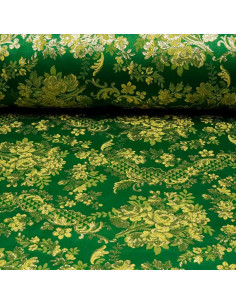 Brocado Verde Oro Flor - Retal - Imagen 1