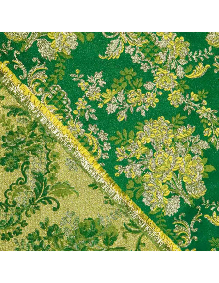 Brocado Verde Oro Flor - Retal - Imagen 2