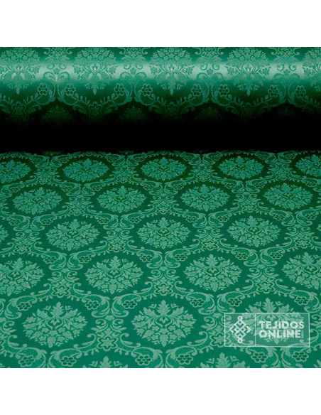 Damasco Verde Medallón Compostela - Retal | Ancho 2,80 - Imagen 1