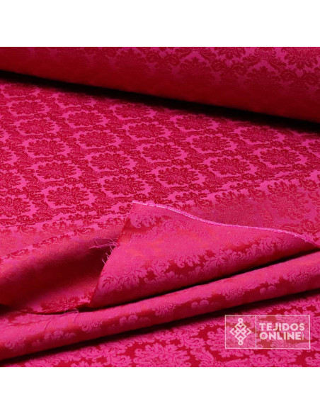 Damasco Rosa Fucsia Aragón - Tejidos Online - Imagen 3
