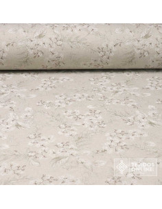 Tela de Cortinas Gris con Flores  - Telas para Salón - Imagen 1