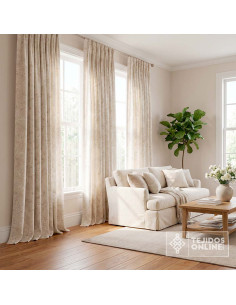 Tela de Cortinas Gris con Flores  - Telas para Salón - Imagen 2