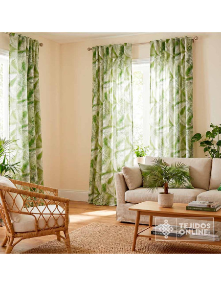 Loneta De Palmeras para Cortinas Verde | Tela de Palmeras - Imagen 2