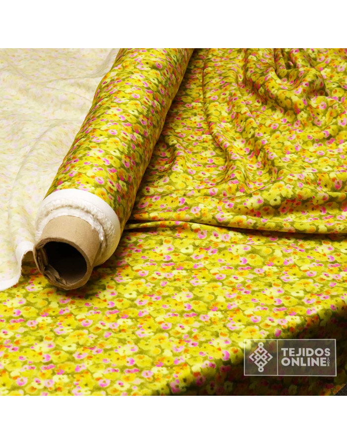 Tela Viscosa Estampada Pistacho  - Telas de Vestir - Imagen 2