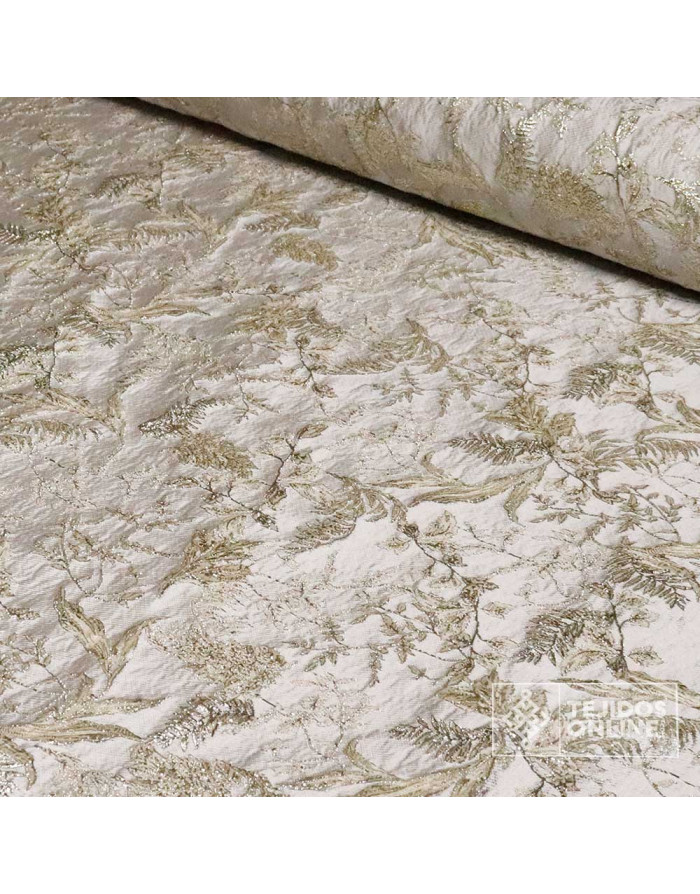 Tela Jacquard Champang con Flor  - Telas de Moda - Imagen 2