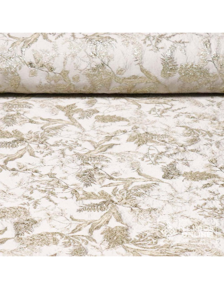 Tela Jacquard Champang con Flor  - Telas de Moda - Imagen 1