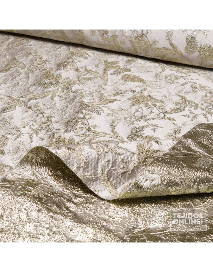 Tela Jacquard Champang con Flor  - Telas de Moda - Imagen 3