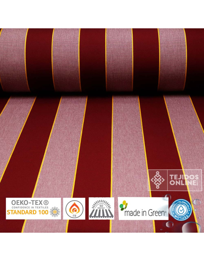Lona Toldo Rayas Burdeos Sofia Teflón | Telas para Toldos - Imagen 1