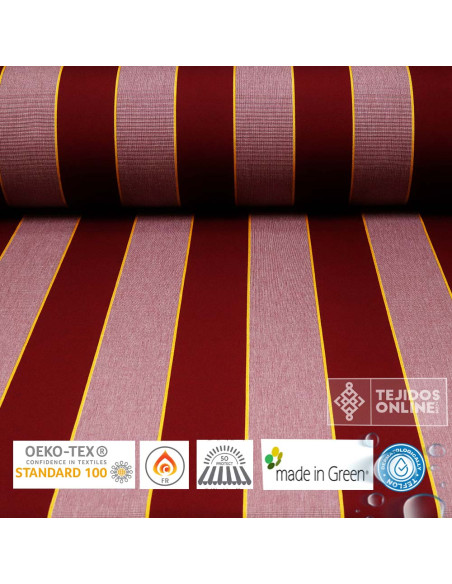 Lona Toldo Rayas Burdeos Sofia Teflón | Telas para Toldos - Imagen 1
