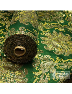 Brocado Verde Con Hilatura Dorada Asunción - Telas Hermandad - Imagen 2