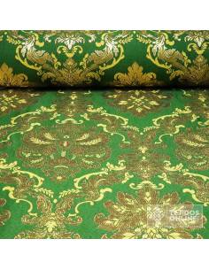 Brocado Verde Con Hilatura Dorada Asunción - Telas Hermandad - Imagen 1