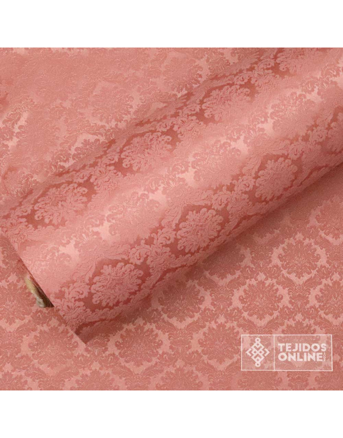 Damasco Salmón Aragón - Telas de Damasco Salmón - Imagen 2