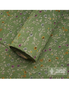 Tela Verde con Flores para Fallera | Tejidos Online - Imagen 2