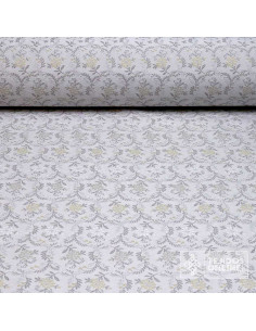 Tela Gris con Flores Beige para Fallera