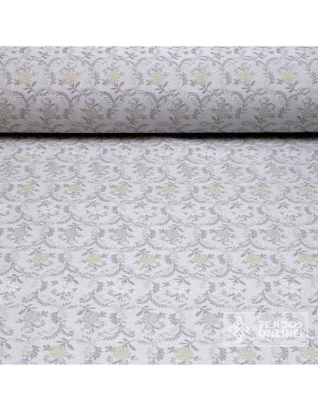 Tela Gris con Flores Beige para Fallera | Tejidos Online - Imagen 1