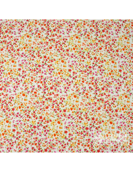 Tela Viscosa Flor Fucsia y Naranja  - Viscosa 100% - Imagen 3