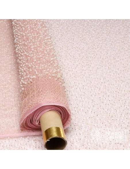 Tul Rosa con Perlas - Telas para Vestidos de Boda - TelasOnline - Imagen 3